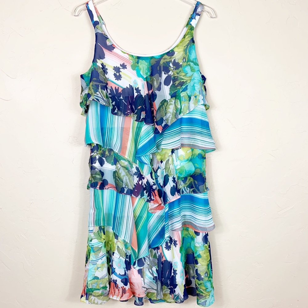 ROBBIE BEE Sleeveless Sheer Tiered Flapper Dress 4